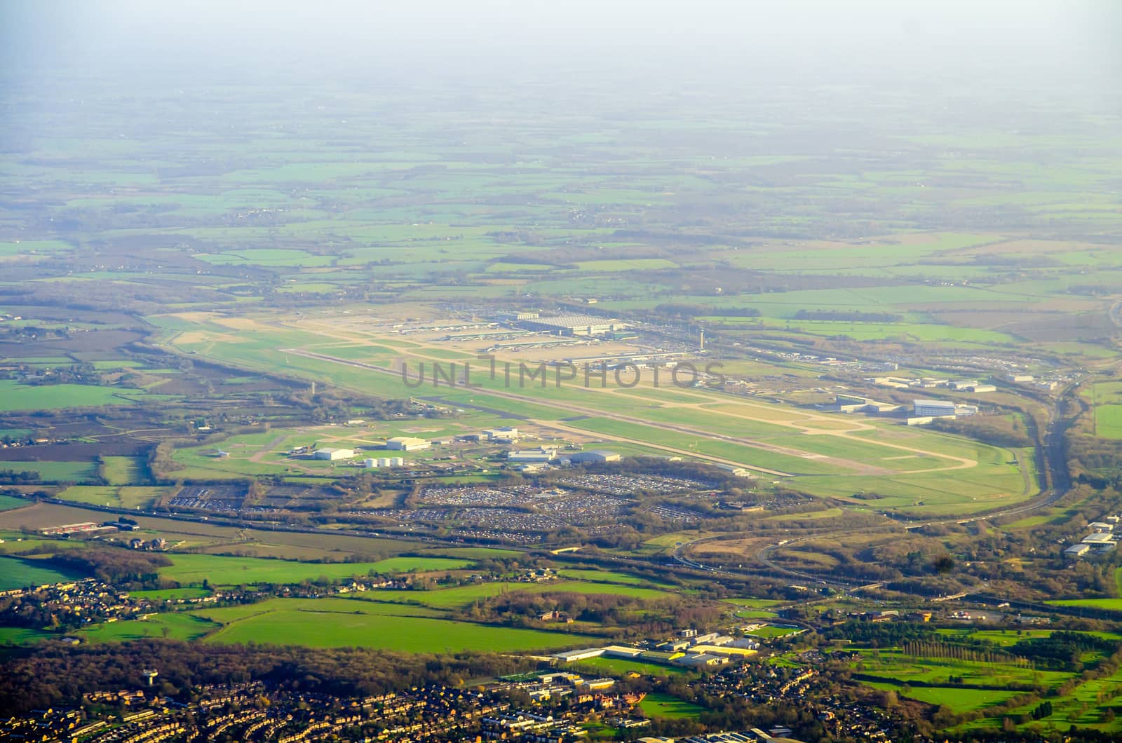 Aerial view of International Stansted Airport, London by mauricallari