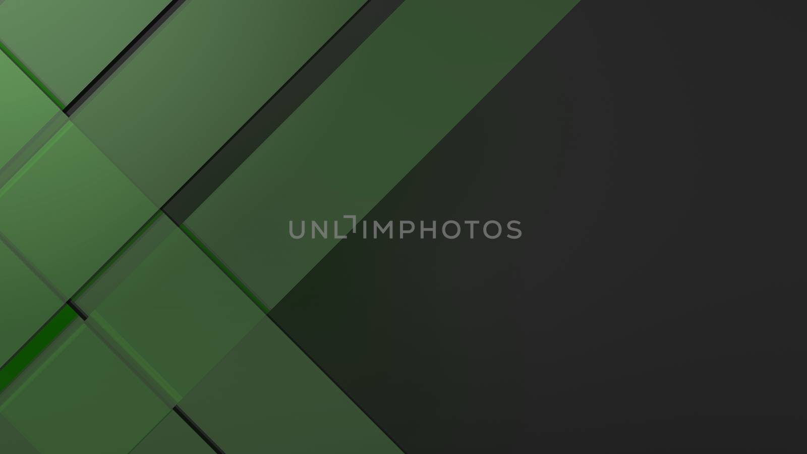 Diagonal green dynamic stripes on black background. Modern abstract background with lines and shadows