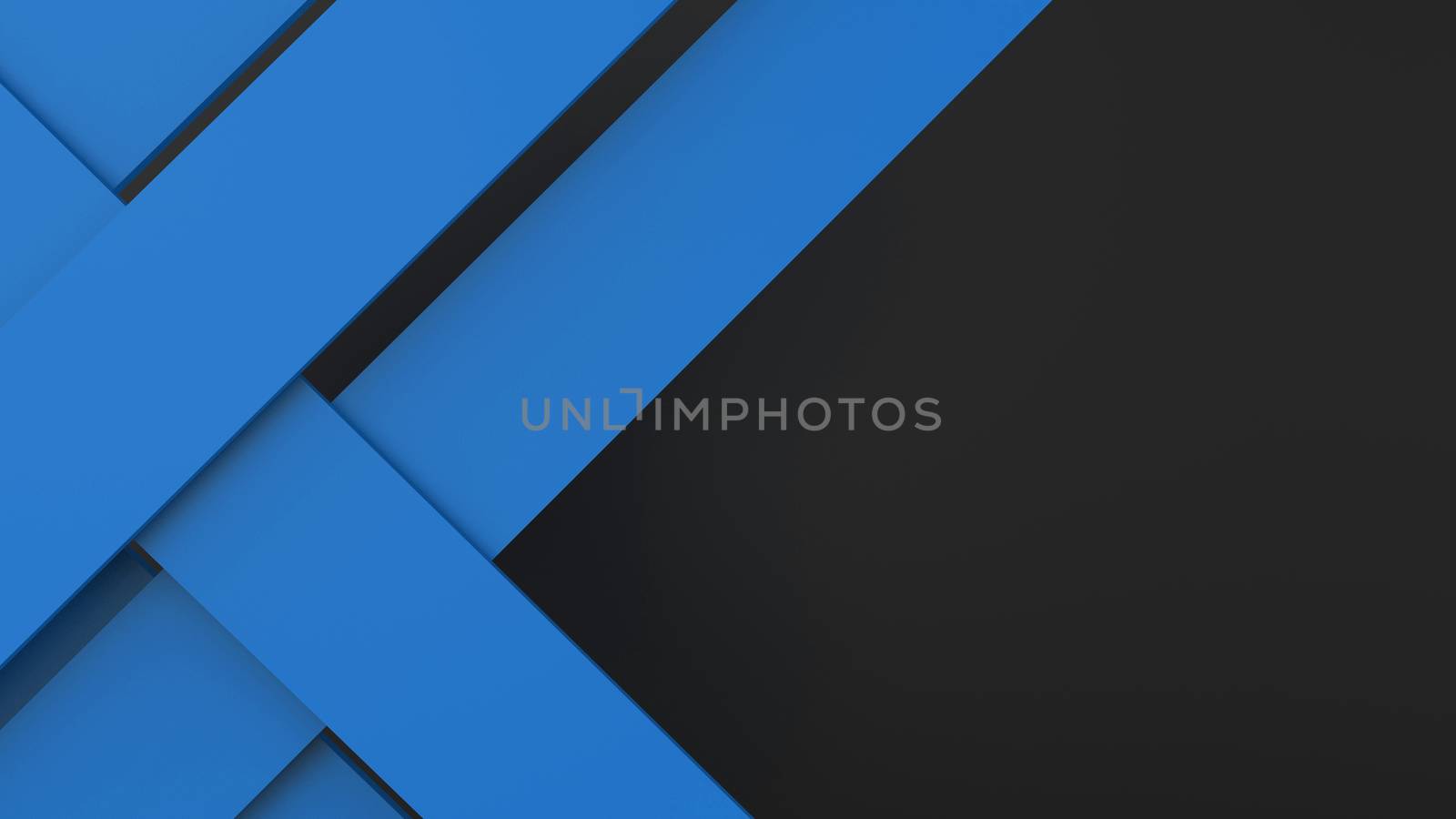Diagonal blue dynamic stripes on black background. Modern abstract 3d render background with lines and dark shadows