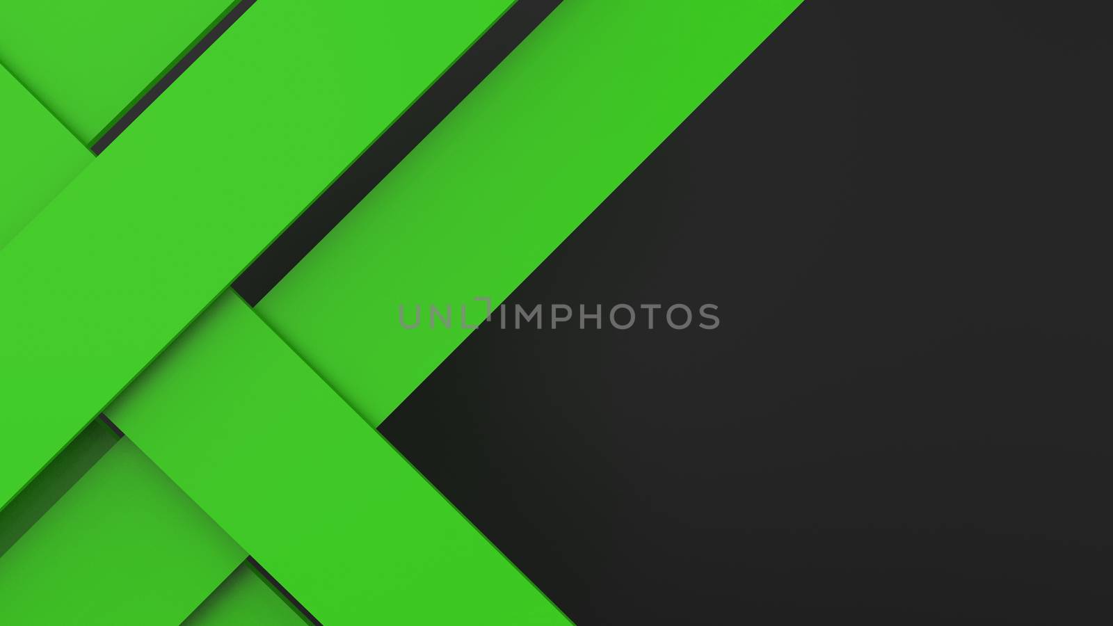 Diagonal green dynamic stripes on black background. Modern abstract background with lines and shadows