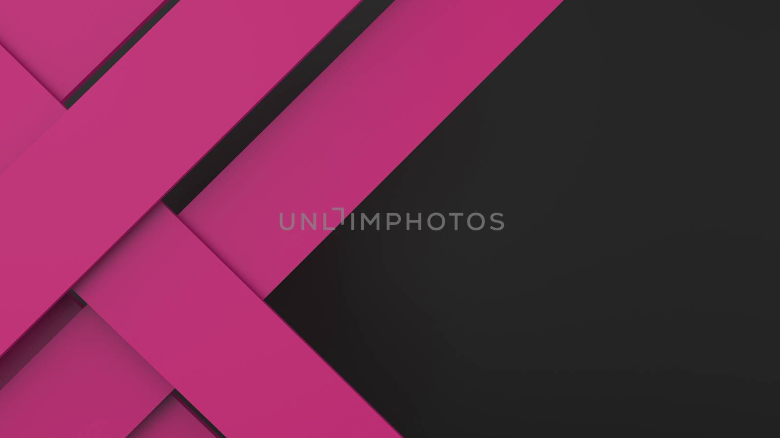 Diagonal pink dynamic stripes on black background. Modern abstract background with lines and dark shadows
