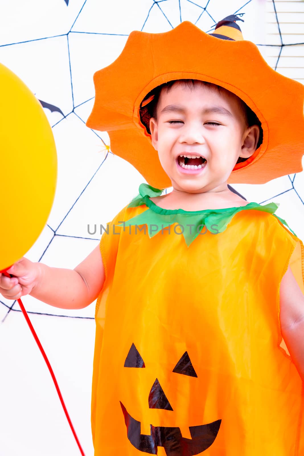 Funny kid horror costume pumpkin halloween dress he balloon on h by Sorapop