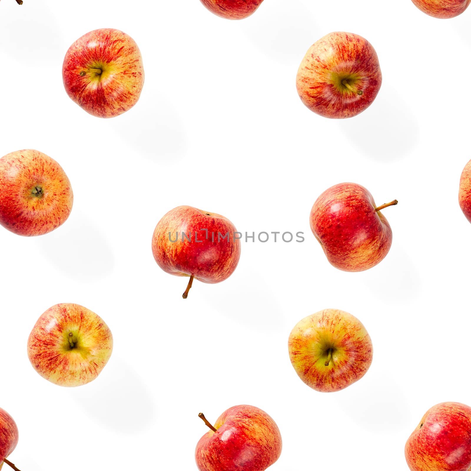 Seamless pattern with ripe apples. Tropical fruit abstract background. Apple seamless pattern on white background. by PhotoTime