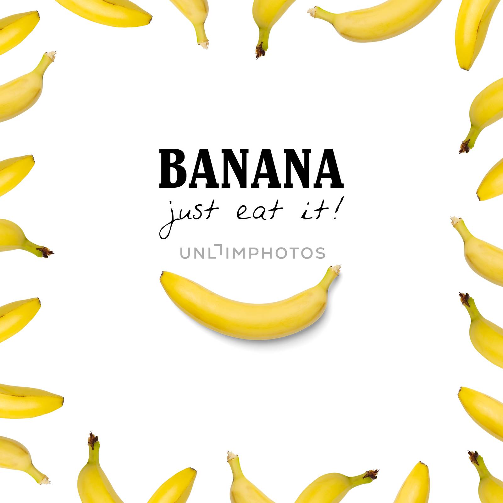 Creative Layout with bananas over a white background. Flat lay