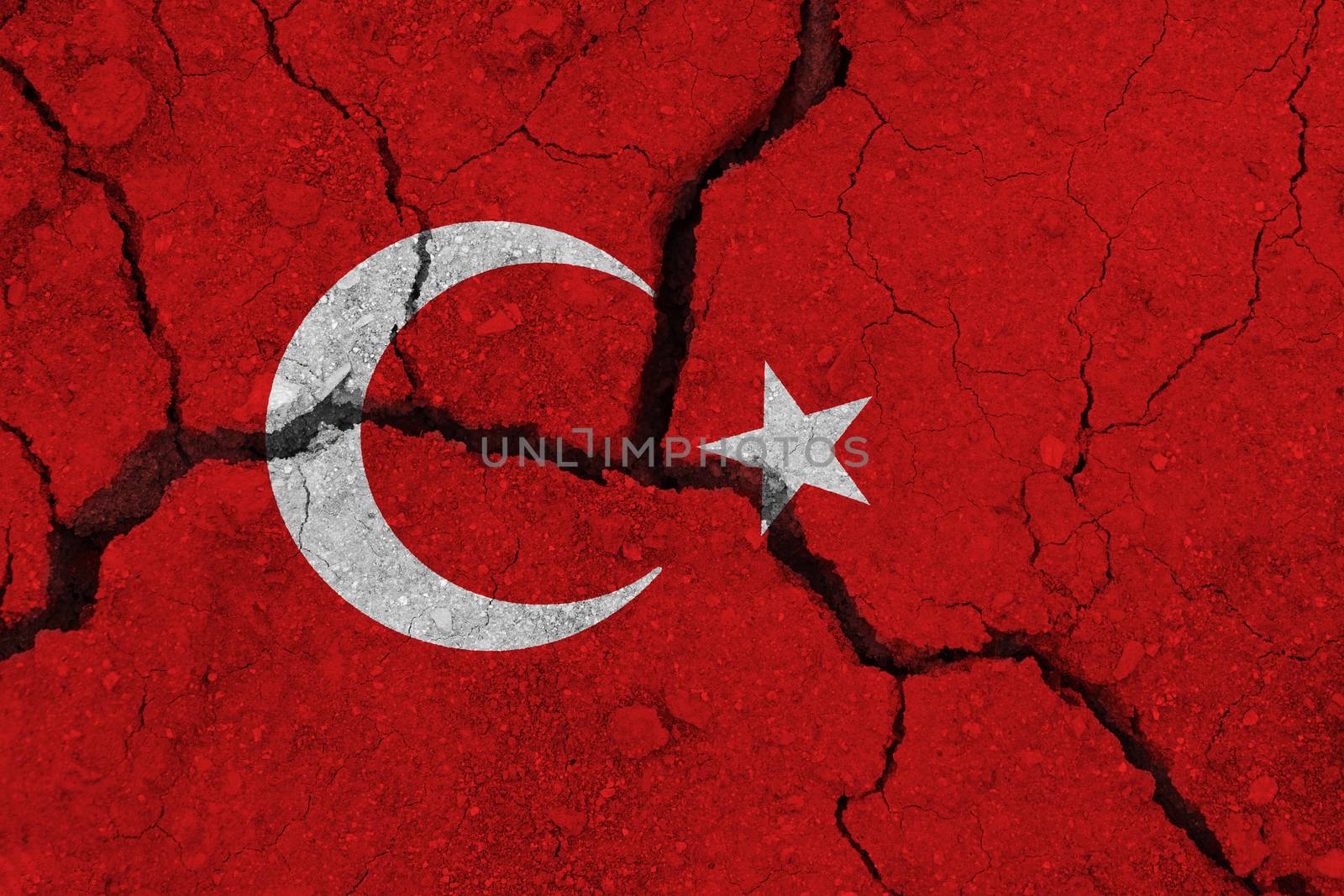 Turkey flag on the cracked earth by Visual-Content