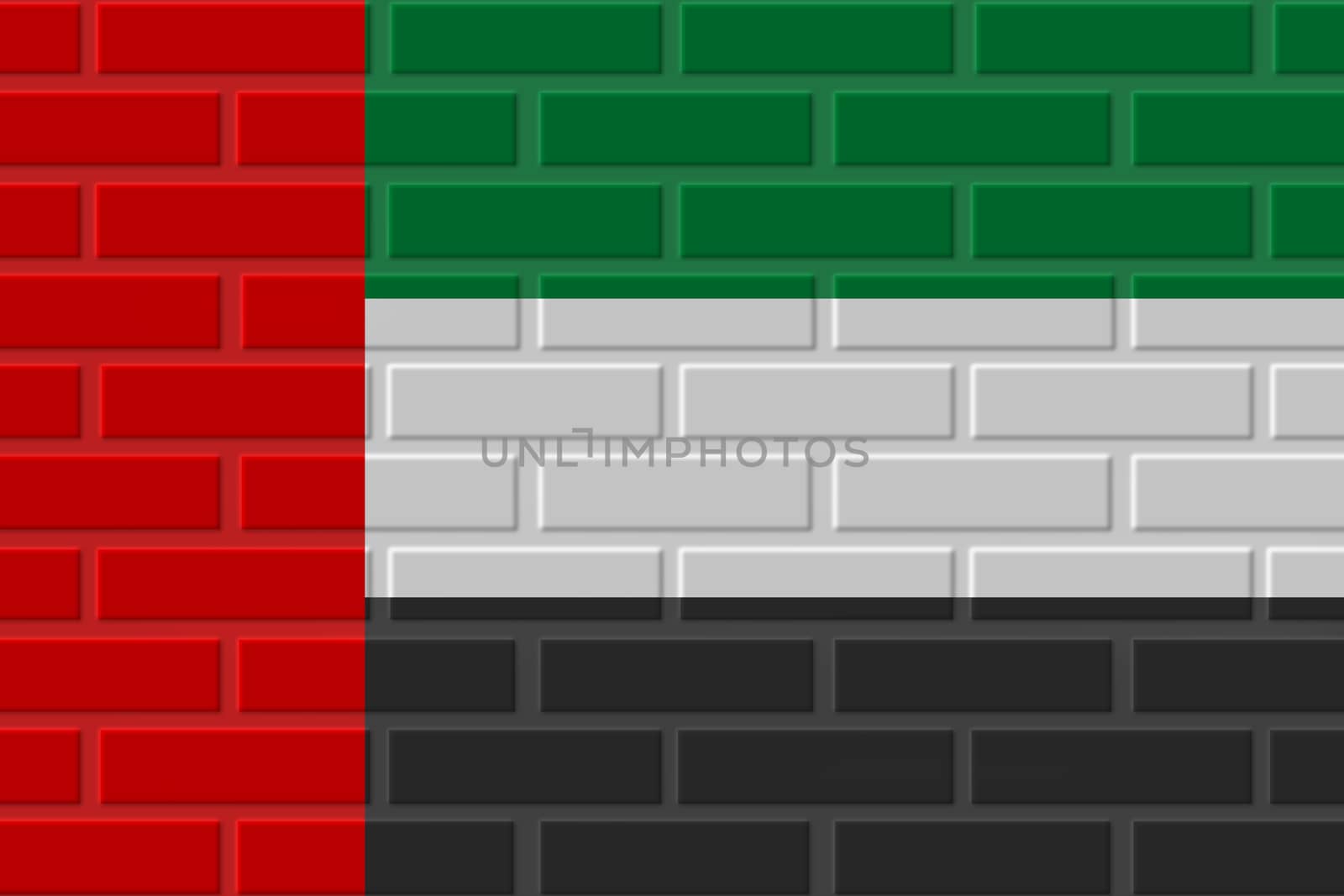 United arab painted flag. Patriotic brick flag illustration background. National flag of United arab