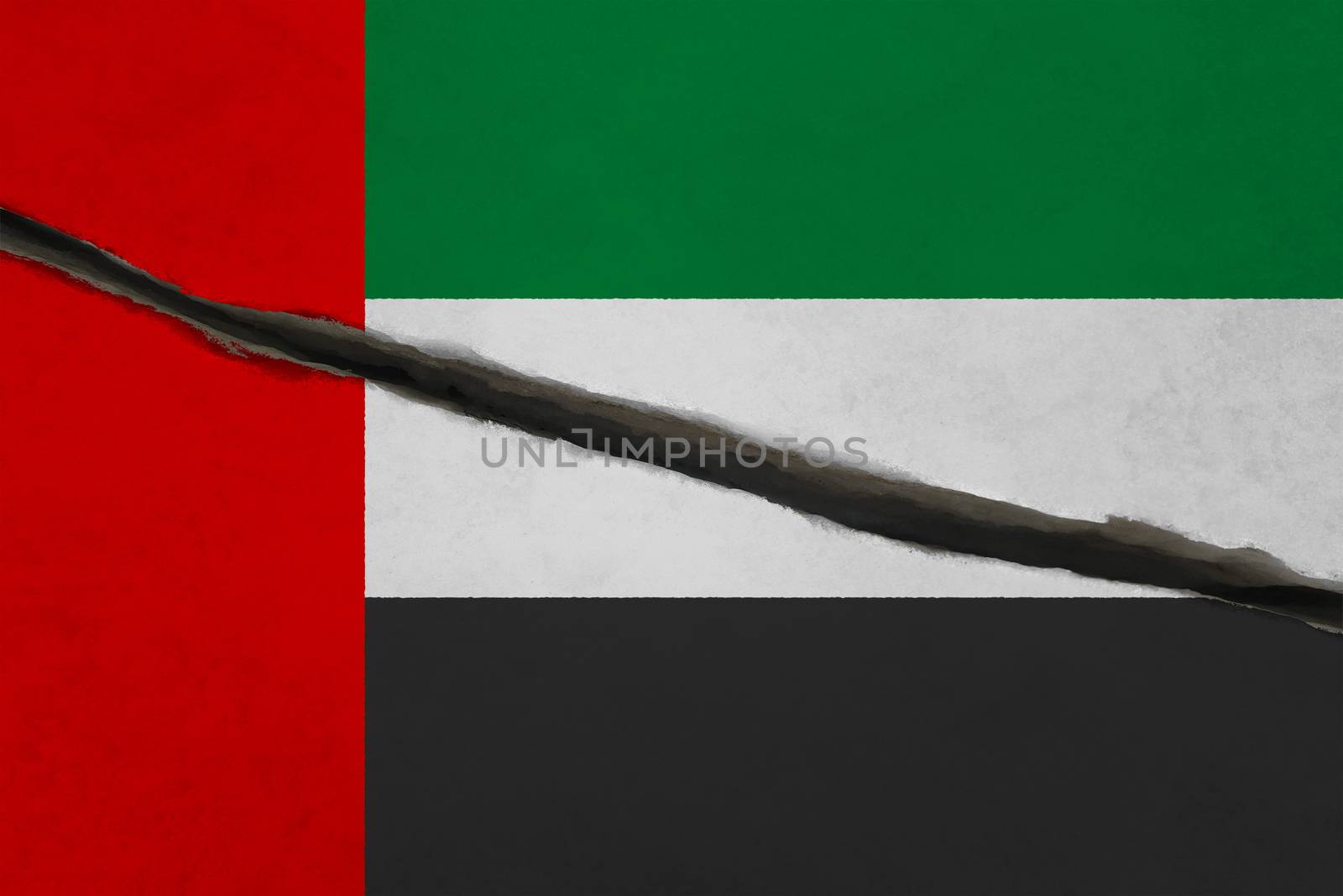 United arab flag cracked. Patriotic background. National flag of United arab