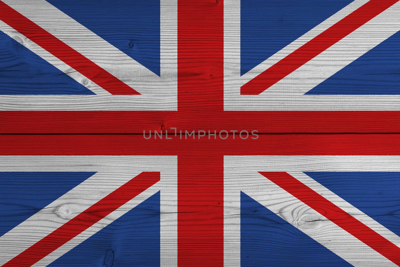 United Kingdom flag painted on old wood plank by Visual-Content
