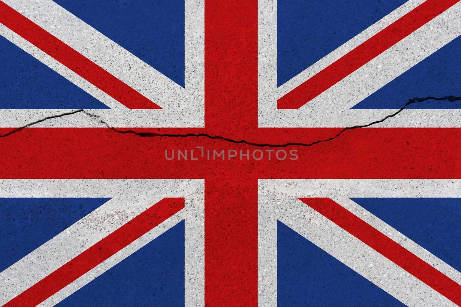 United Kingdom flag on concrete wall with crack by Visual-Content