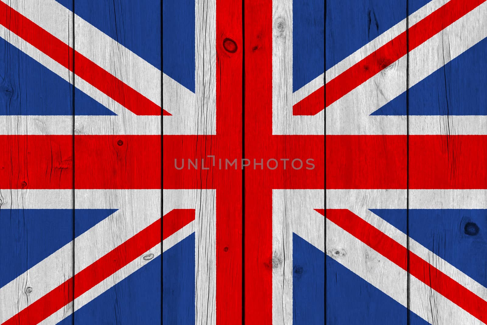 United Kingdom flag painted on old wood plank by Visual-Content