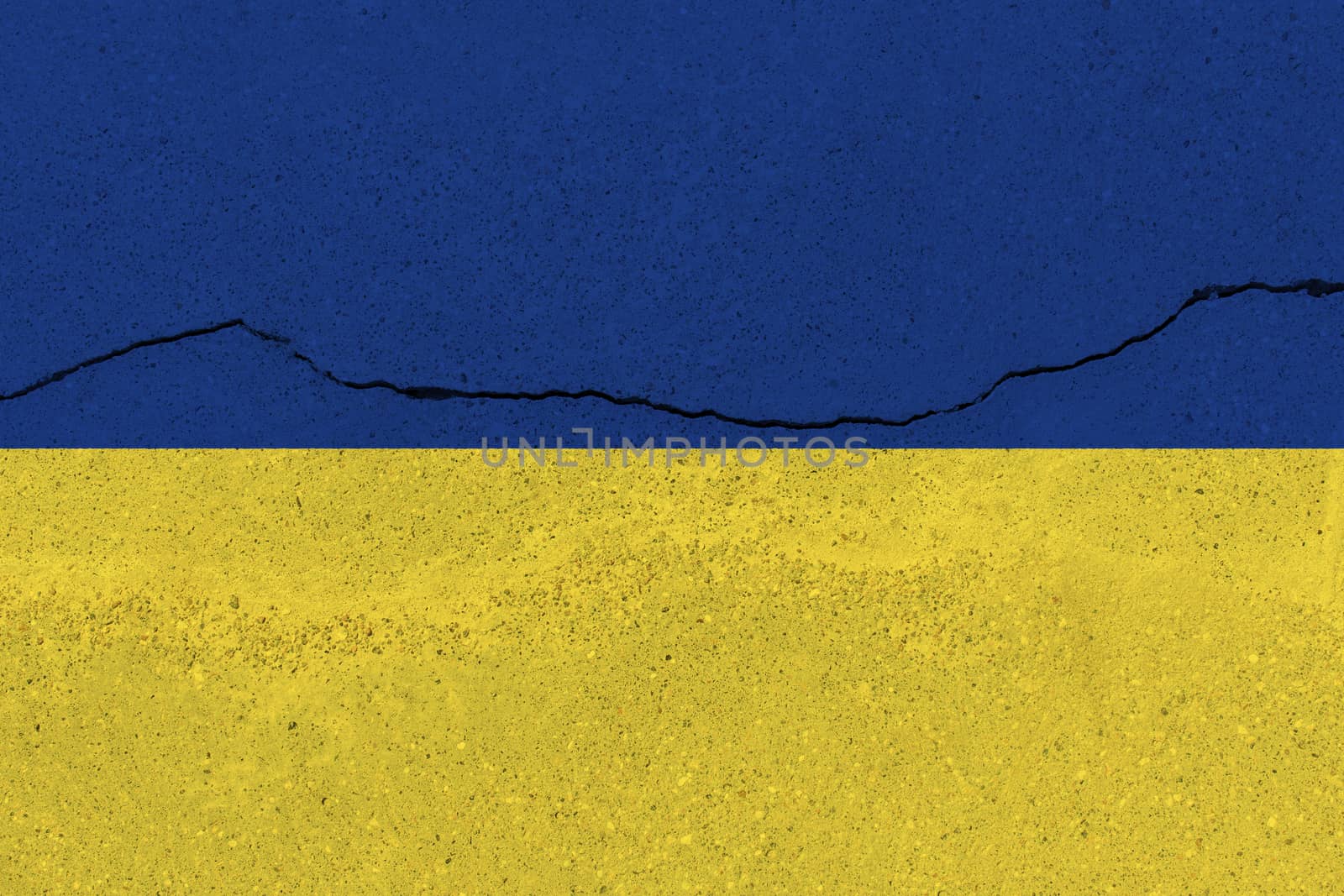 Ukraine flag on concrete wall with crack by Visual-Content