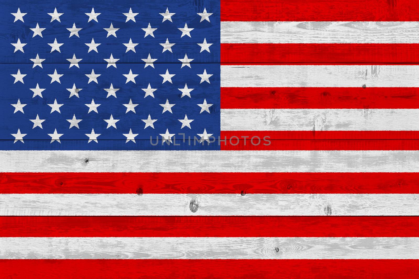 United States flag painted on old wood plank by Visual-Content