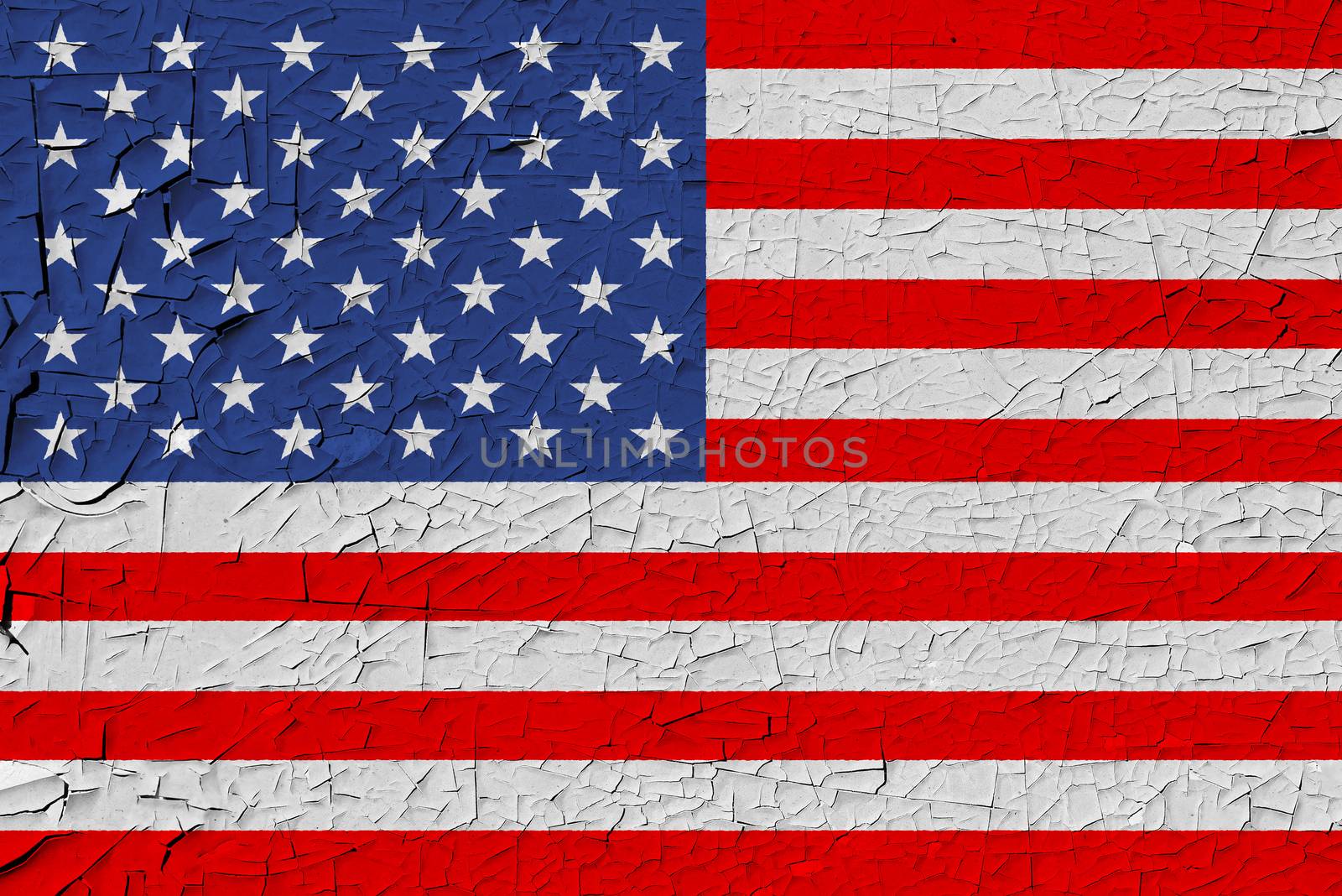 United States of America painted flag. Patriotic old grunge background. National flag of United States of America
