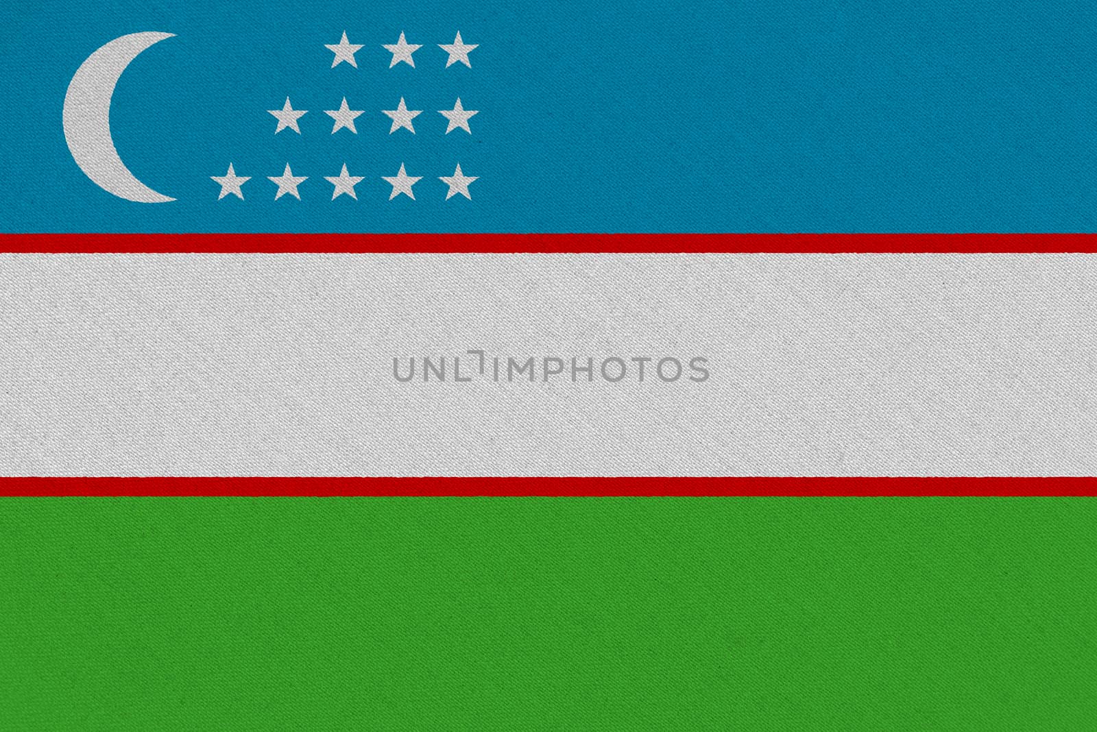 Uzbekistan fabric flag. Patriotic background. National flag of Uzbekistan