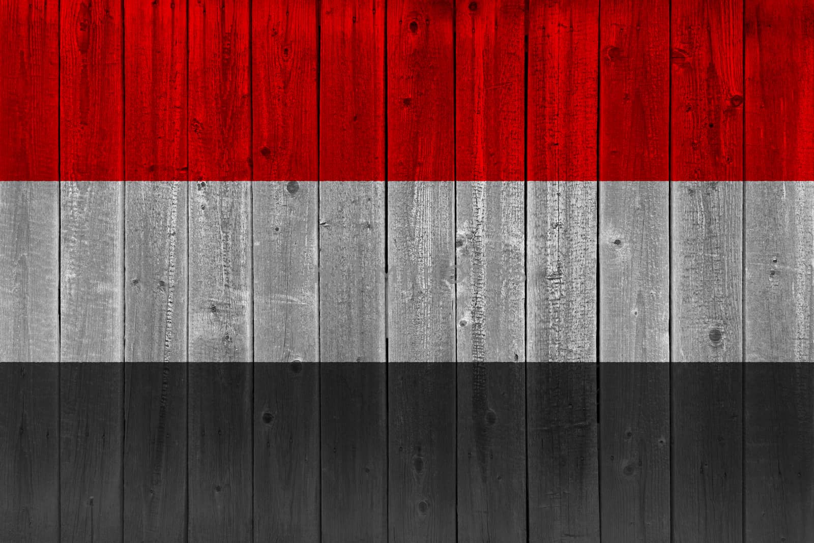 yemen flag painted on old wood plank by Visual-Content