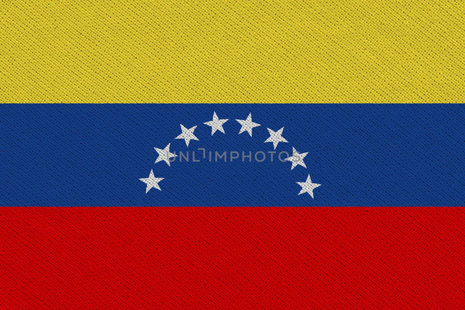 Venezuela fabric flag. Patriotic background. National flag of Venezuela