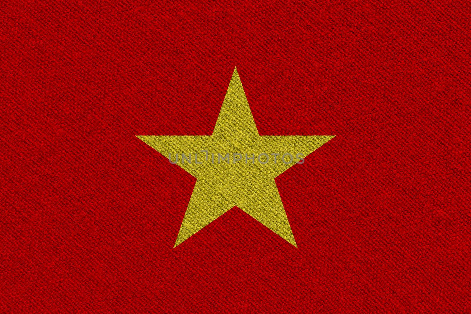 Vietnam fabric flag. Patriotic background. National flag of Vietnam