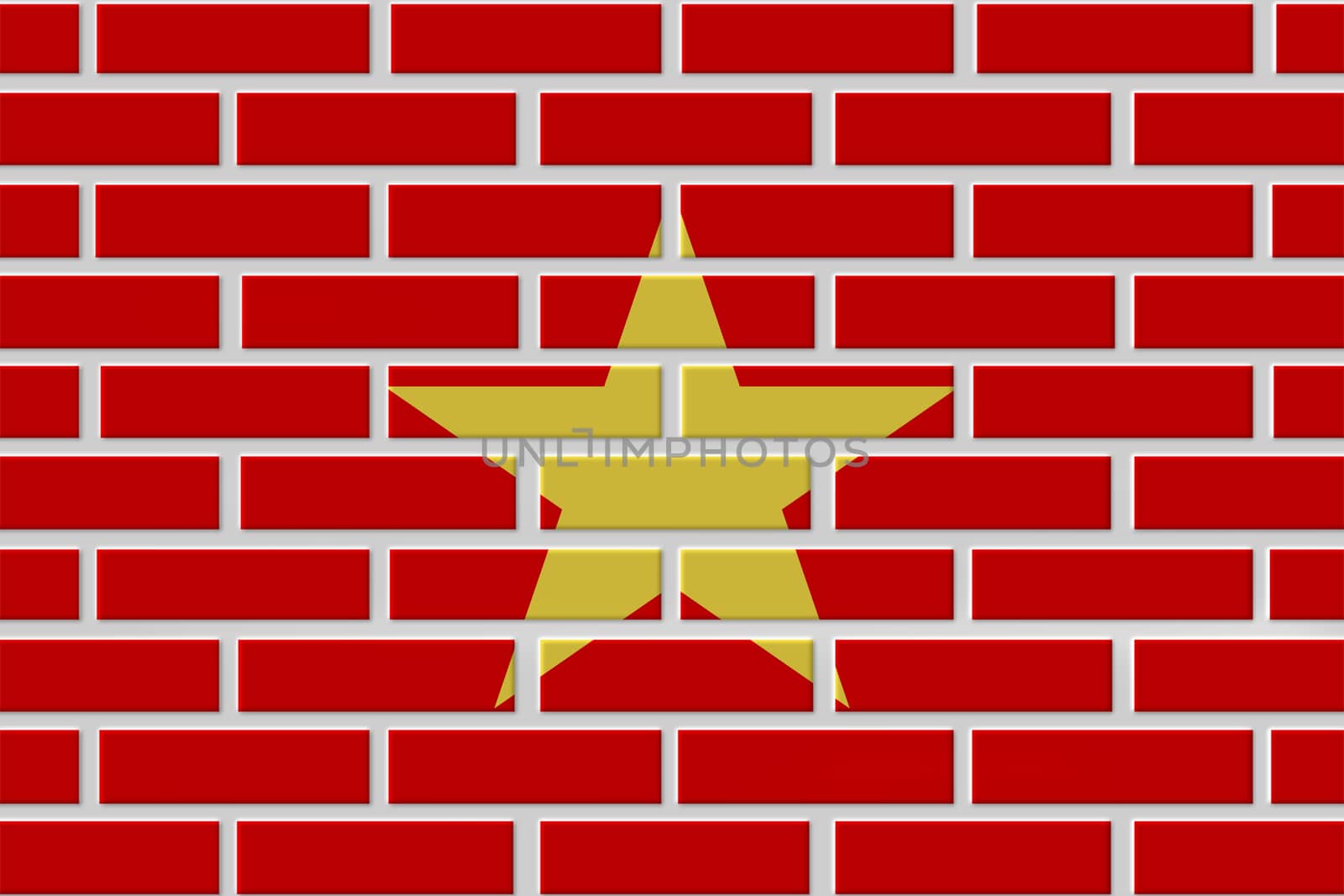 Vietnam painted flag. Patriotic brick flag illustration background. National flag of Vietnam