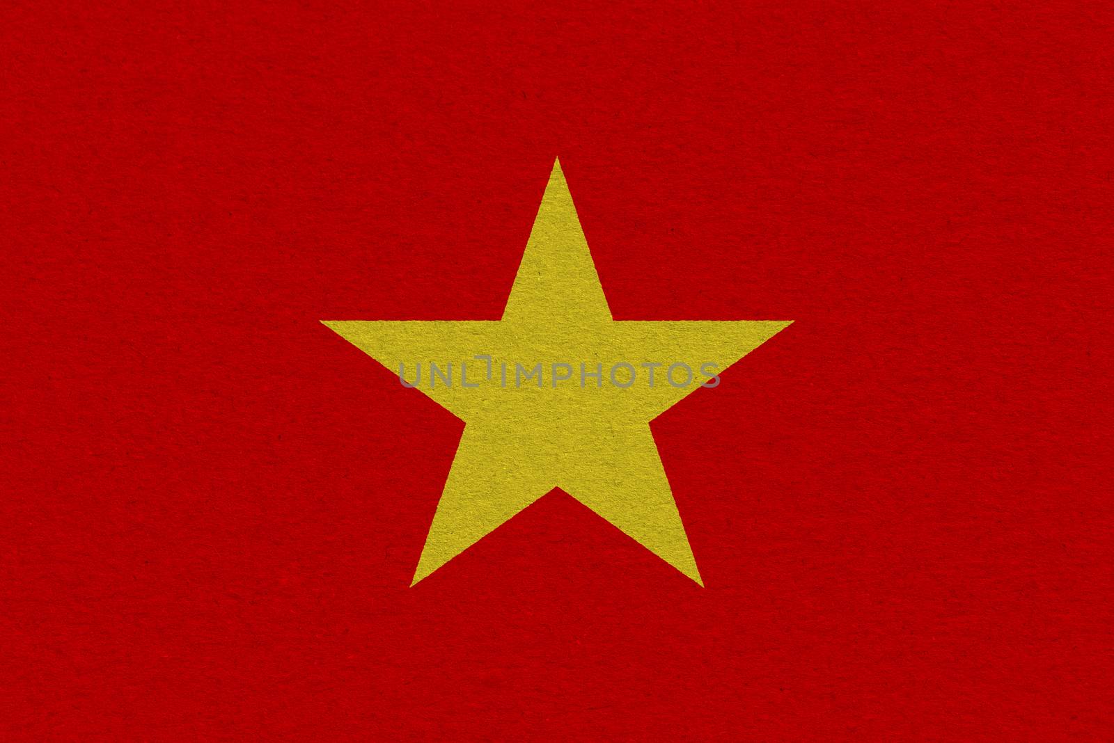 Vietnam flag painted on paper. Patriotic background. National flag of Vietnam