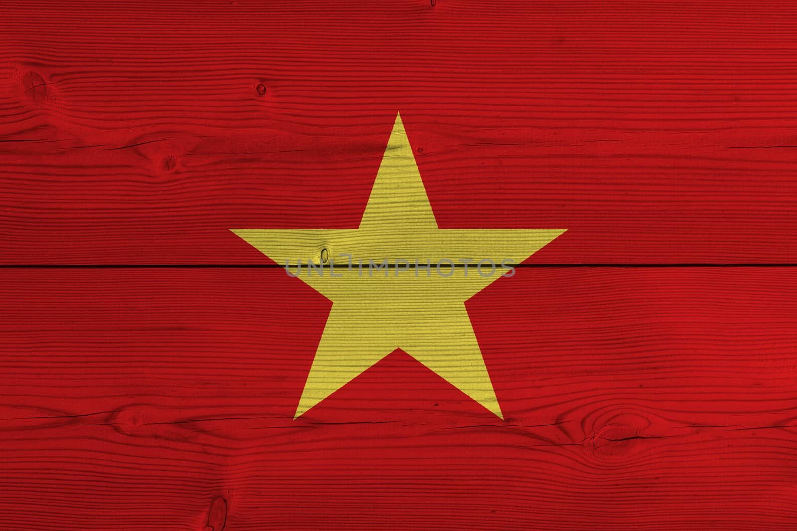 Vietnam flag painted on old wood plank by Visual-Content
