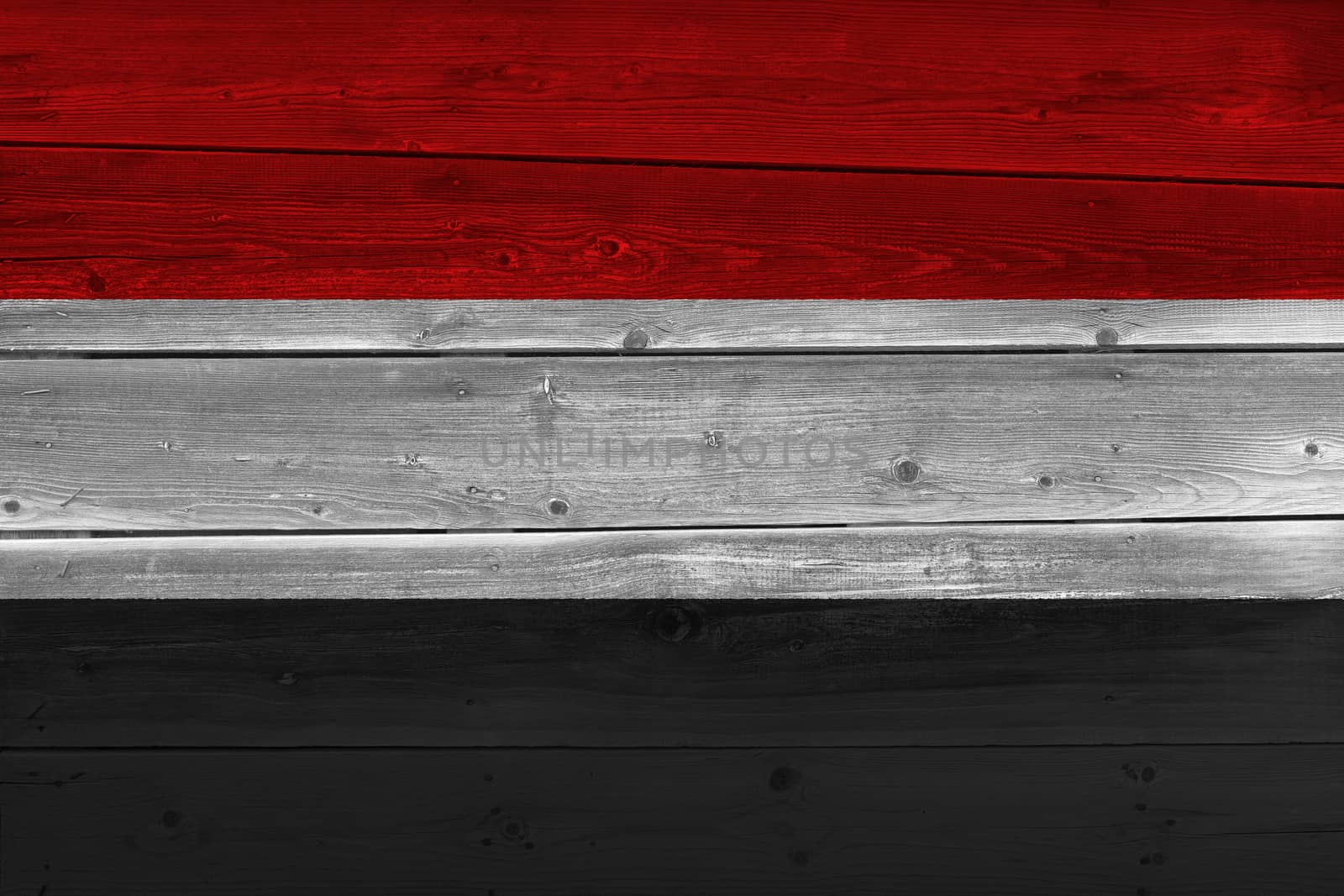 yemen flag painted on old wood plank by Visual-Content