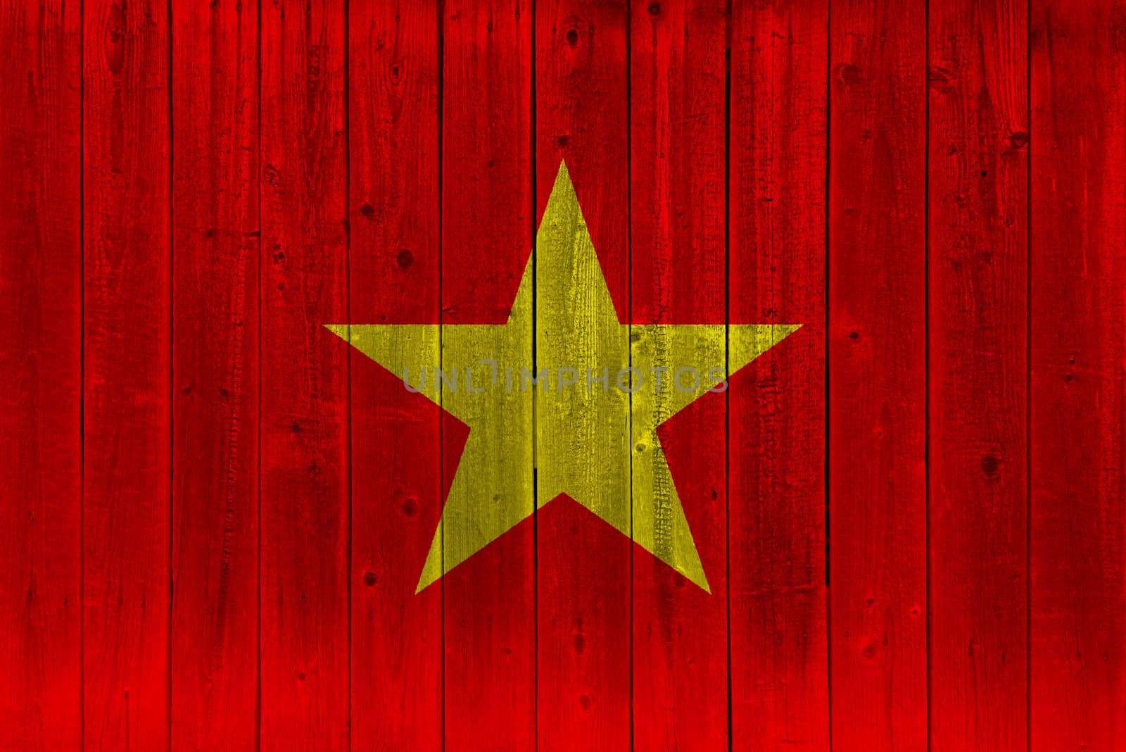 Vietnam flag painted on old wood plank by Visual-Content