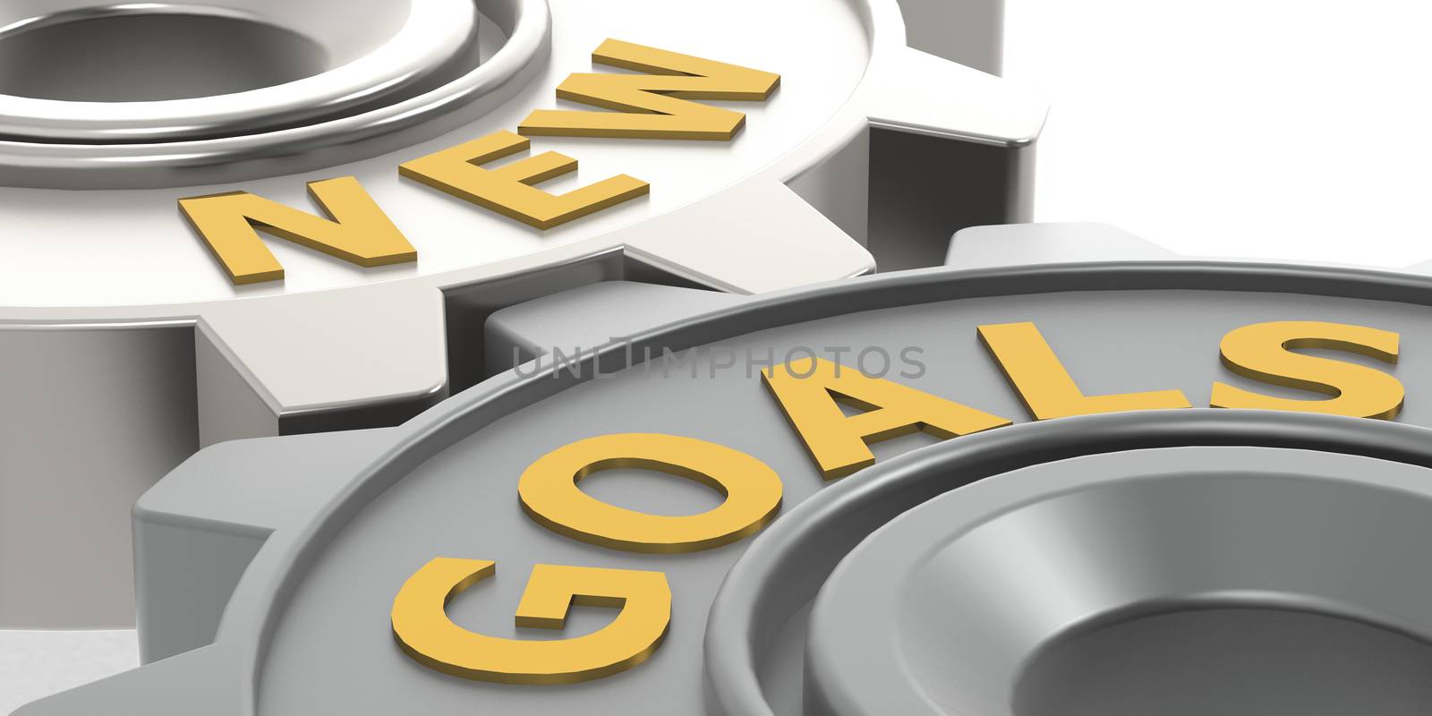 New goals word on the metal gears, 3D rendering
