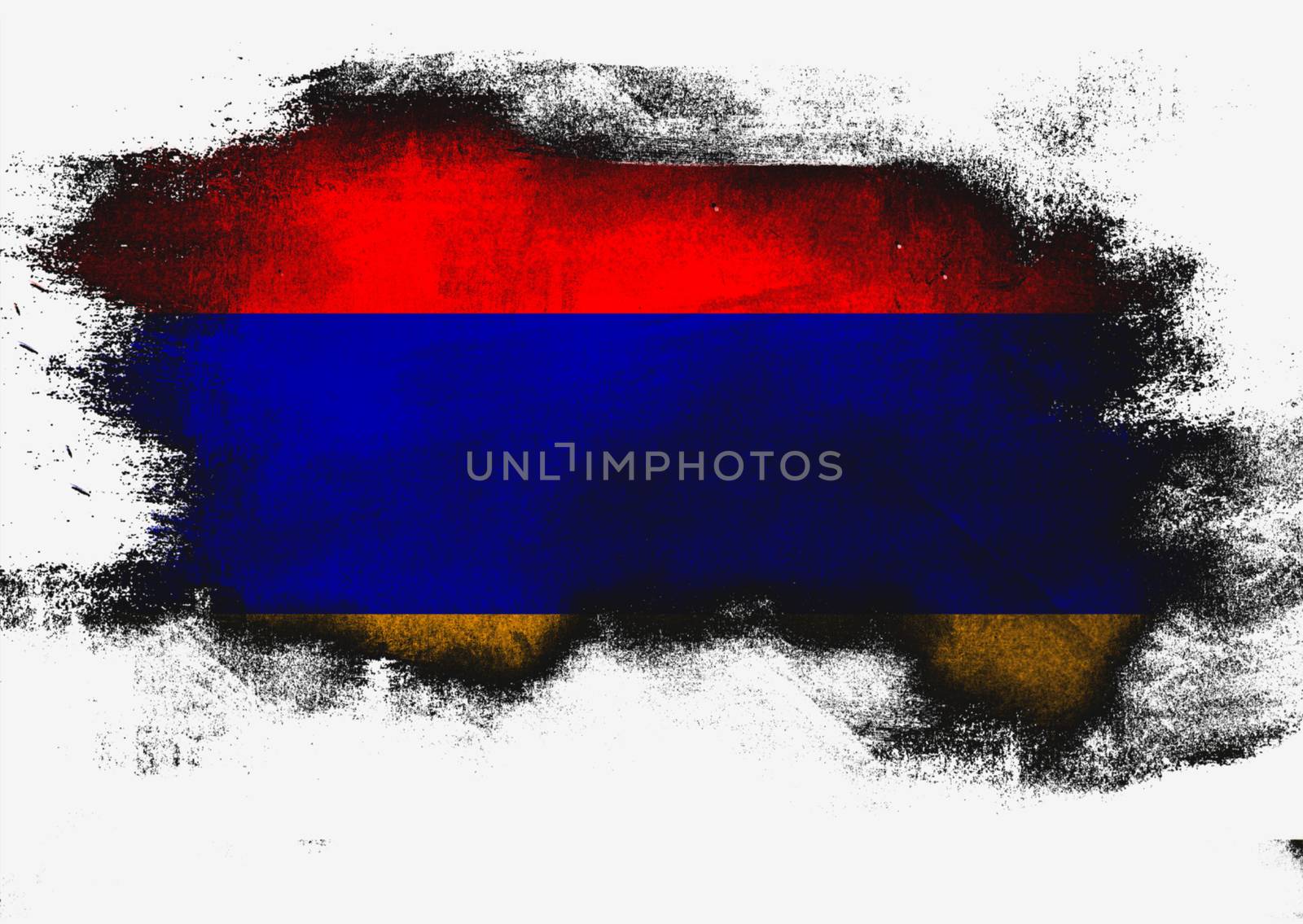 Armenia flag painted with brush on white background, 3D rendering