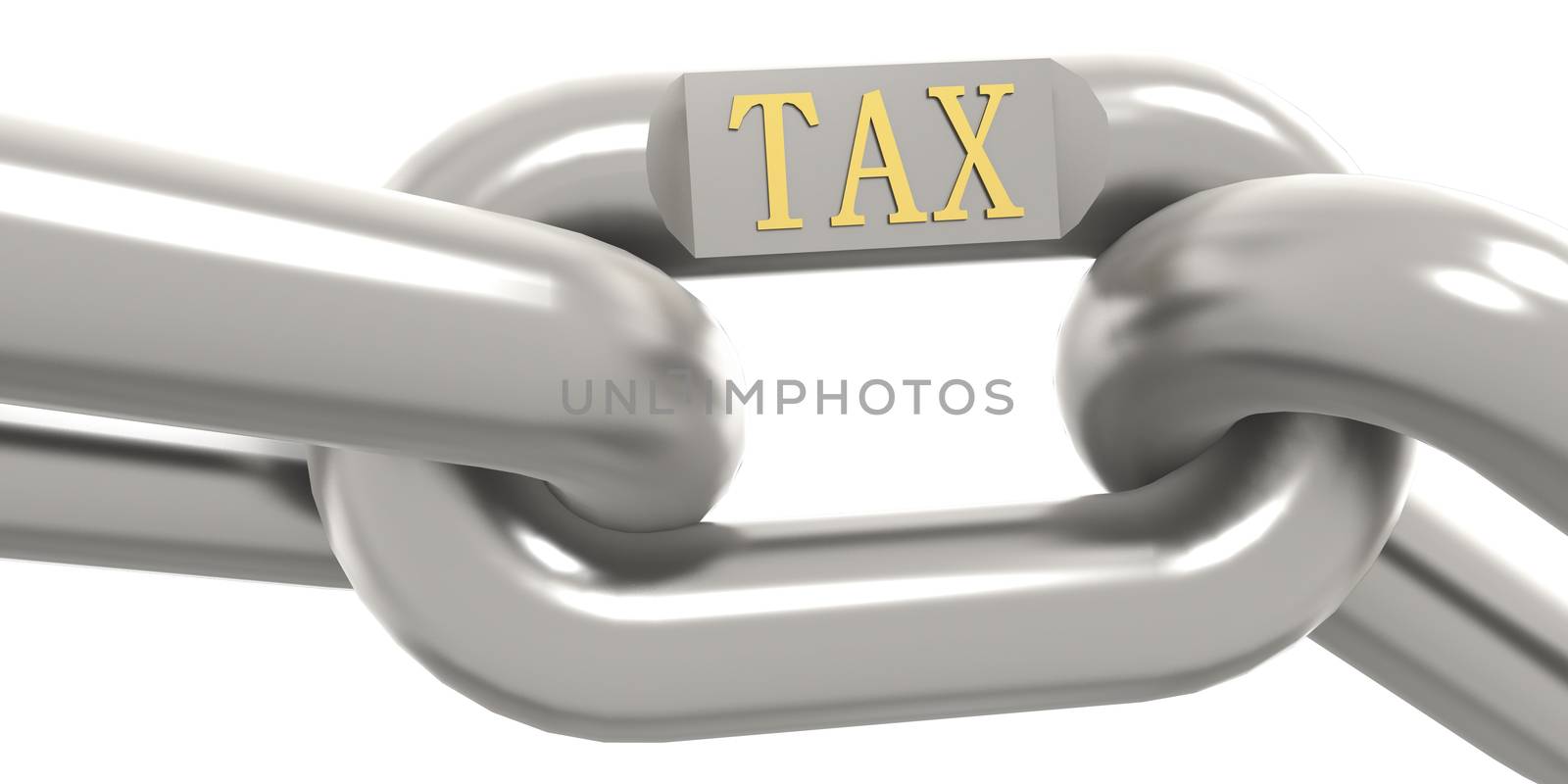 Tax word with metal chain, 3D rendering