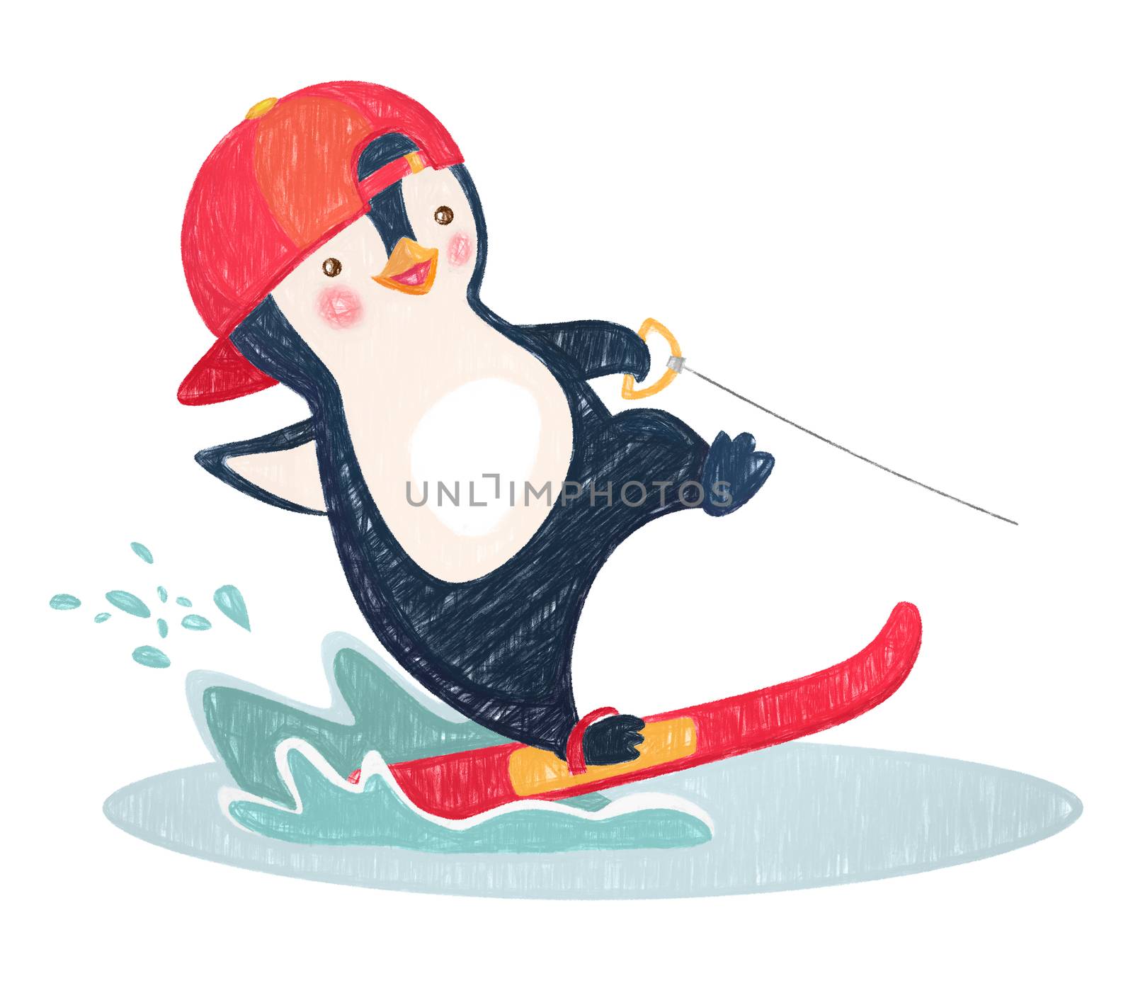 penguin water skiing by Visual-Content