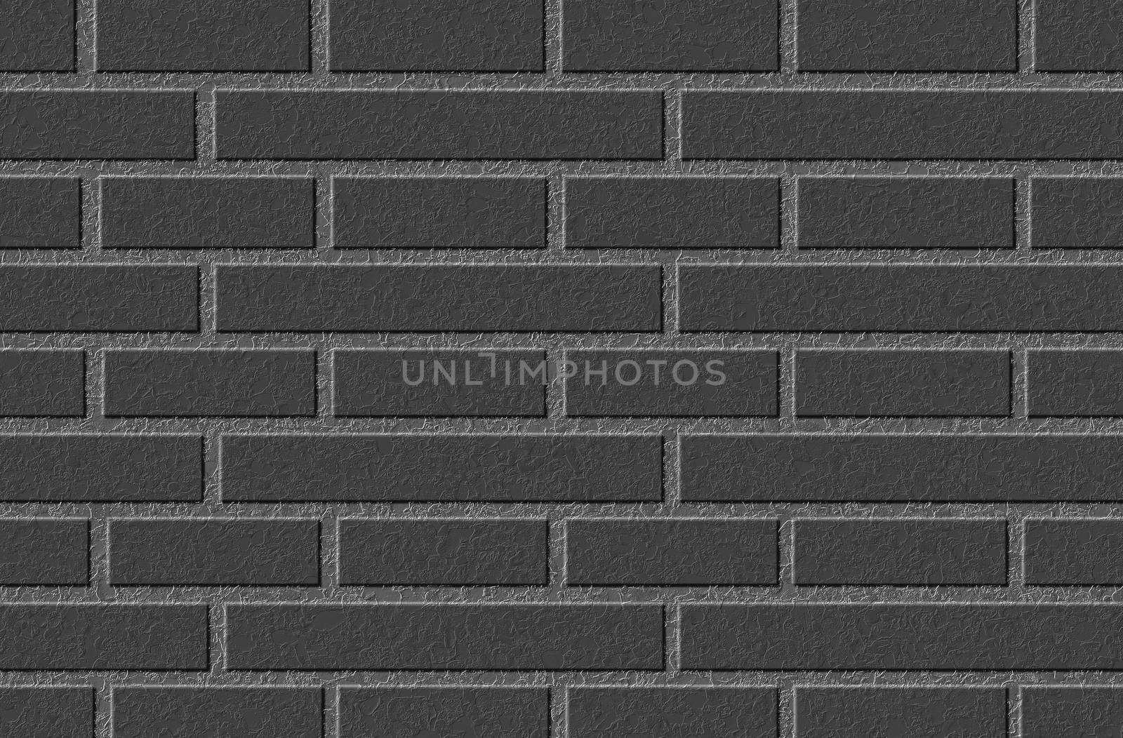 Black brick wall. Black and white textures. Abstract background of brick wall