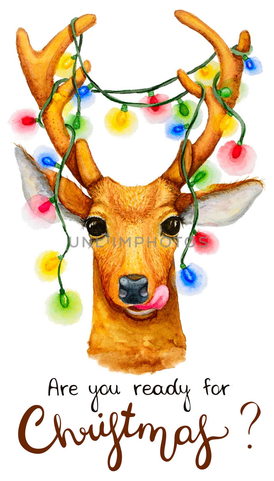 Christmas deer with a garland-text by Visual-Content