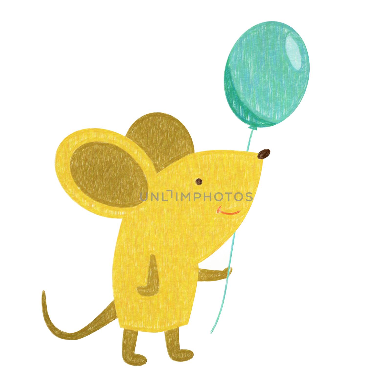 Mouse isolated. Hand drawing mouse for a child