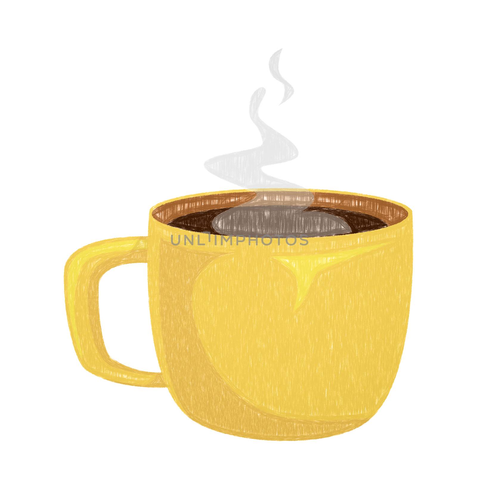 Cup of coffee with smoke isolated. Coffee cup illustration