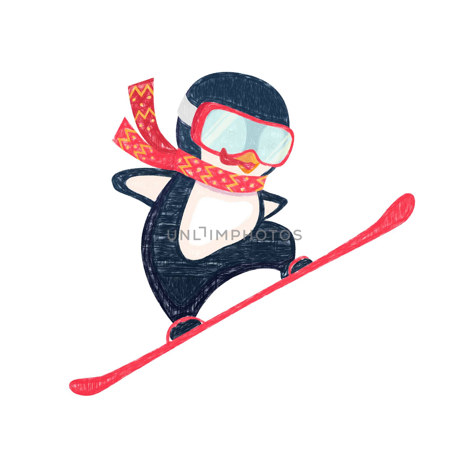 penguin snowboarder at jump by Visual-Content