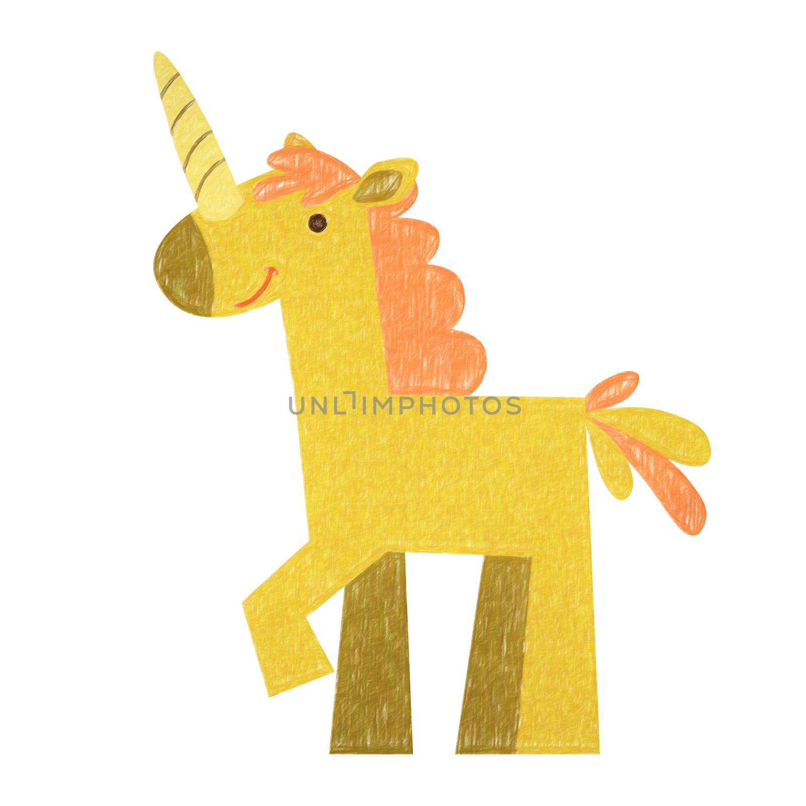 Unicorn isolated. Hand drawing unicorn for a child