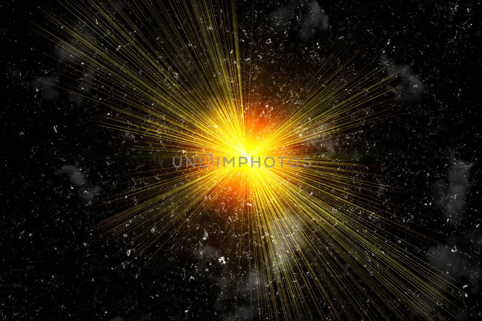 Star blast on black background. Big bang illustration