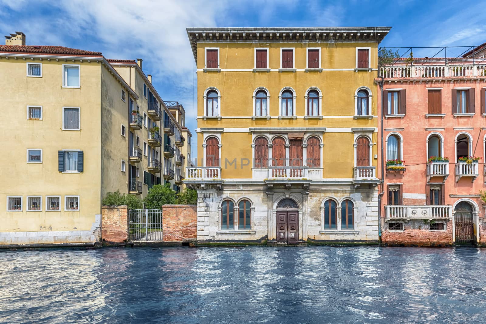 Scenic architecture along the Grand Canal in Cannaregio district of Venice, Italy