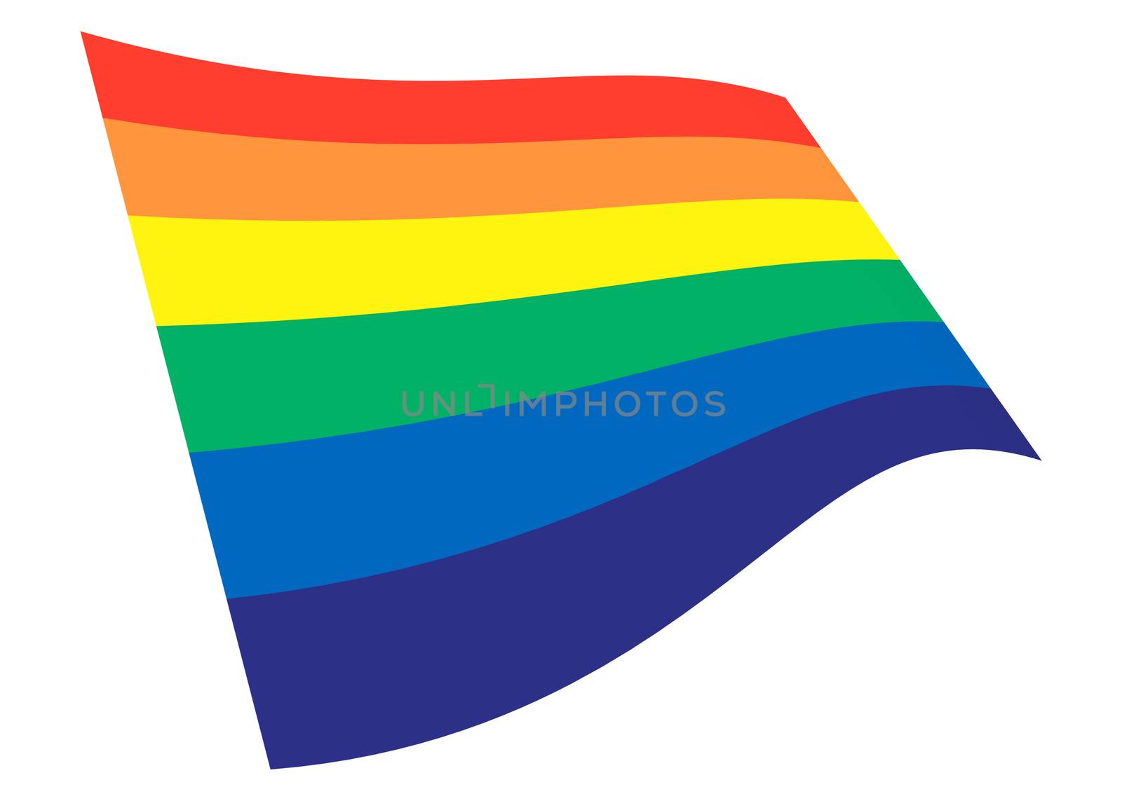 A Gay pride rainbow waving flag graphic isolated on white with clipping path