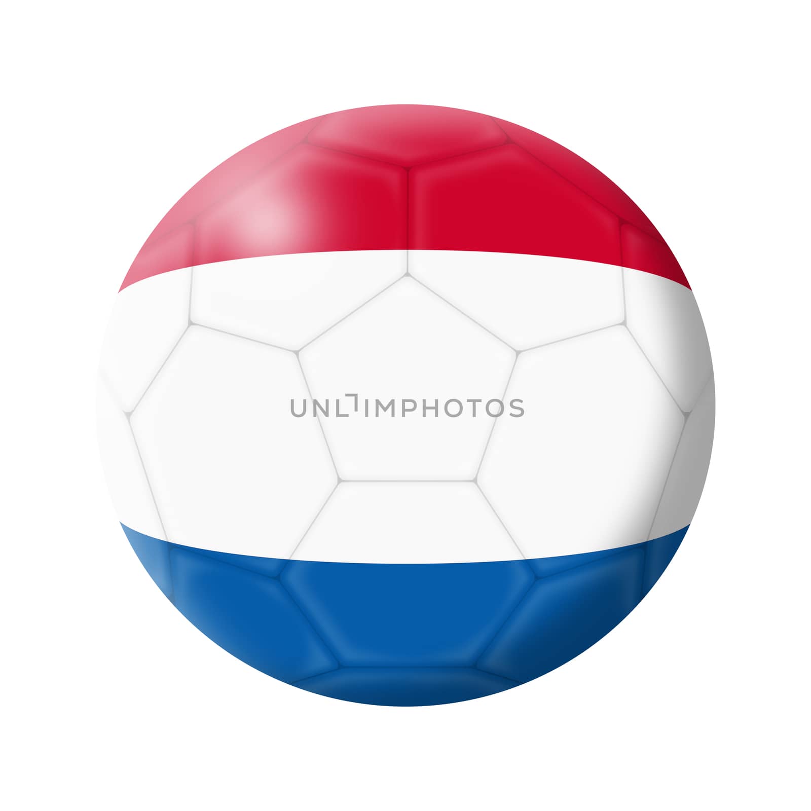 A Netherlands soccer ball football 3d illustration isolated on white with clipping path