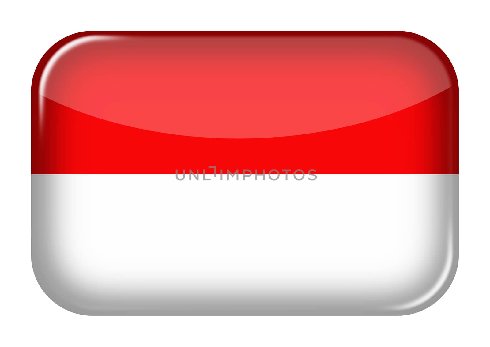 An Indonesia web icon rectangle button with clipping path 3d illustration