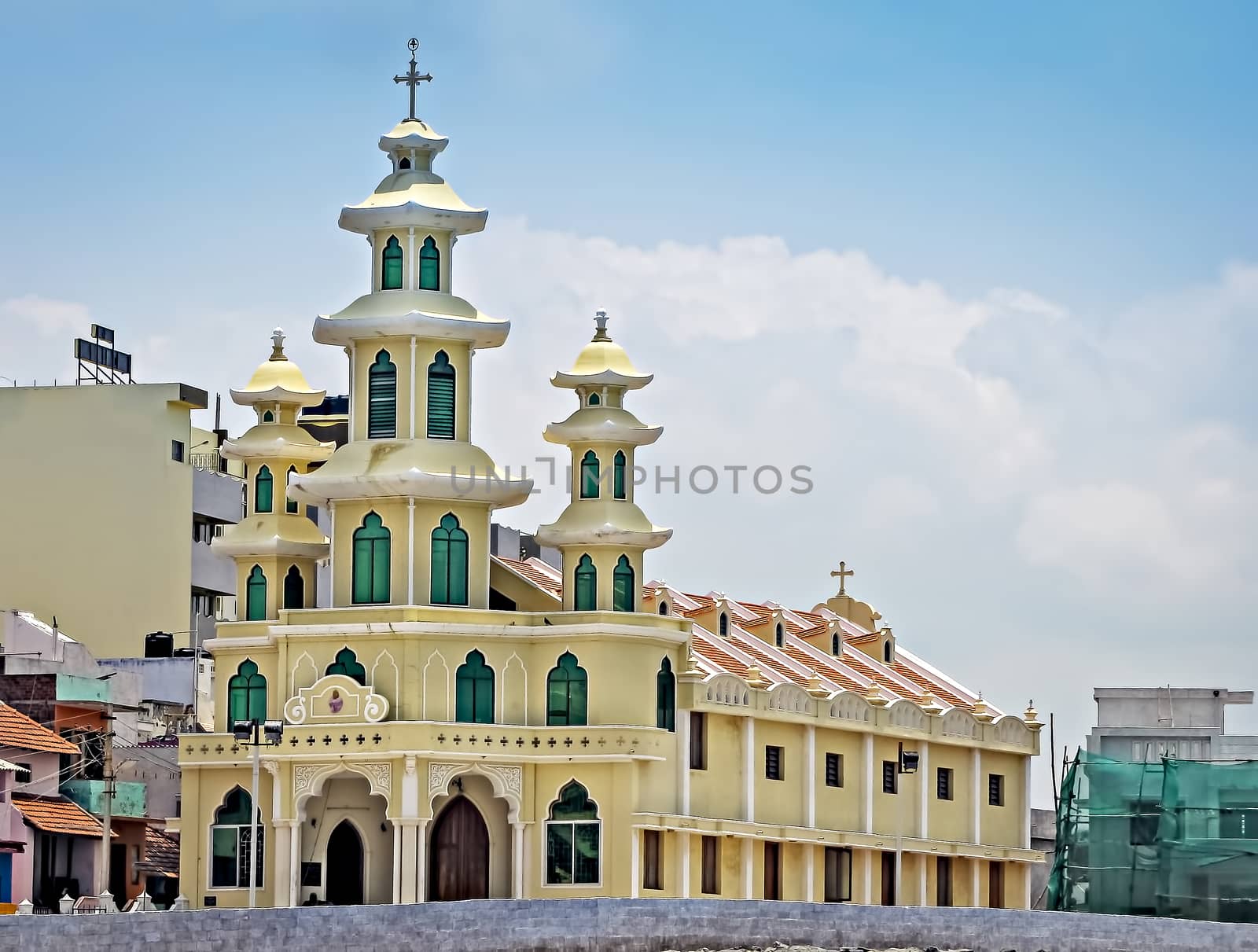 Saint Xavier Church with blue sky background in Kanyakumari, Ind by lalam