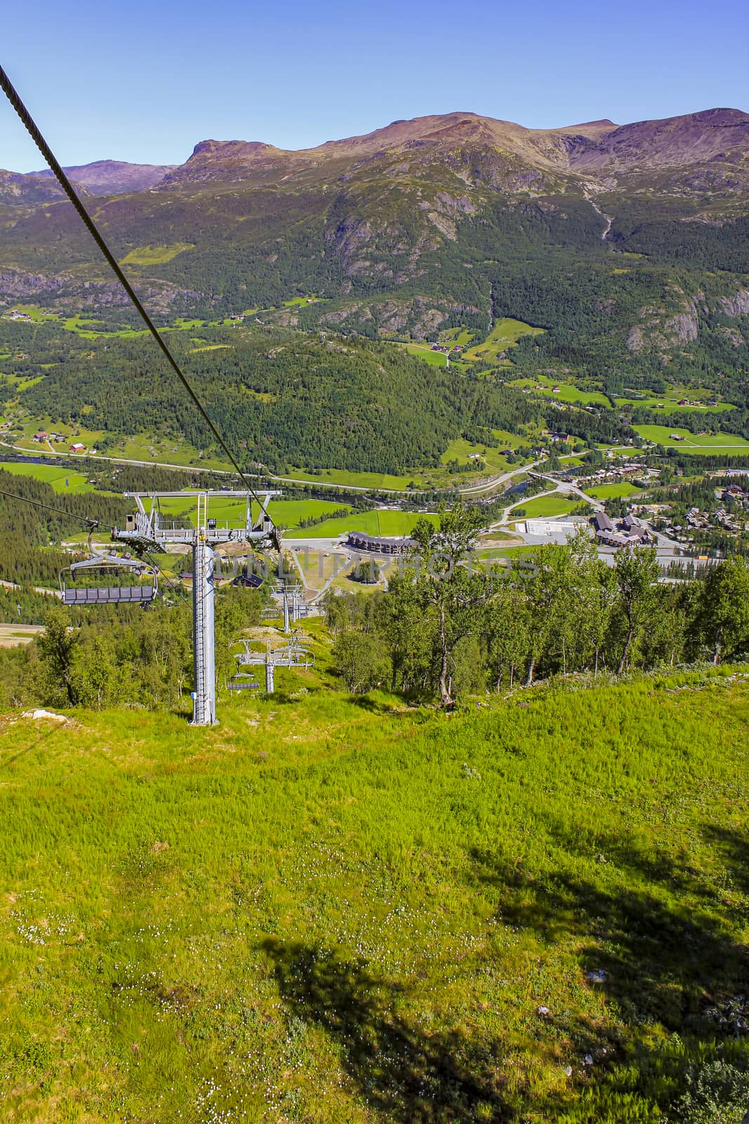 Ski lift panorama Norway, Hemsedal Skicenter in Hemsedalis, Viken. by Arkadij