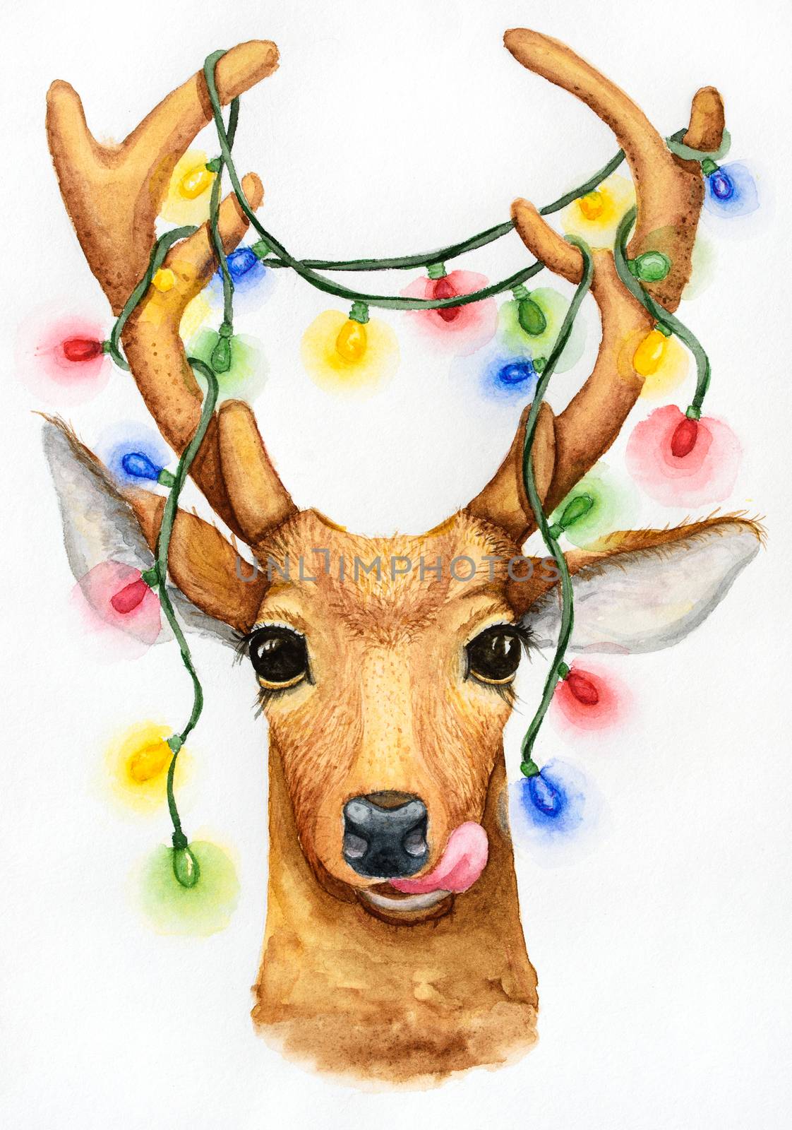 Christmas deer with a garland by Visual-Content