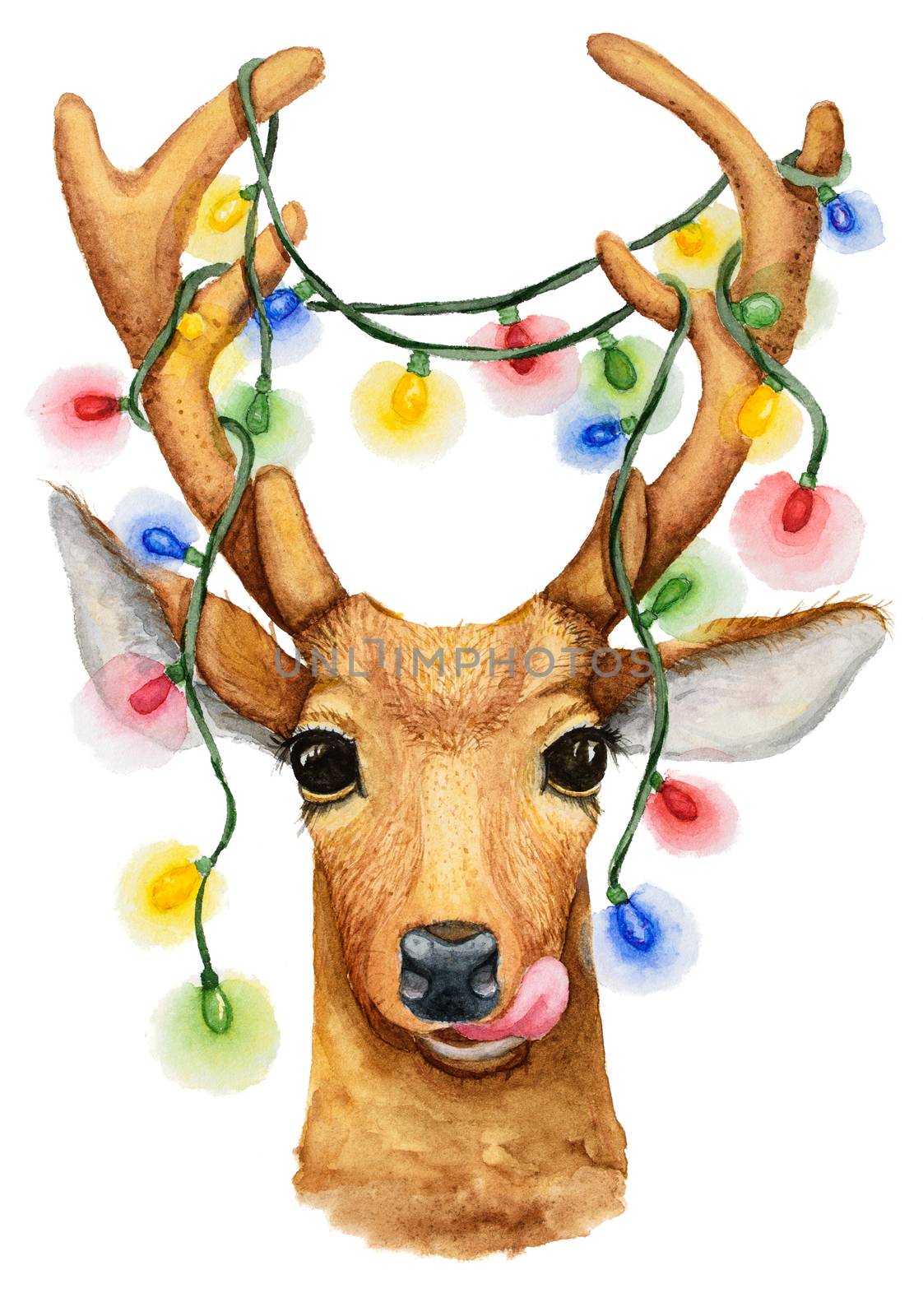 Christmas deer with a garland by Visual-Content