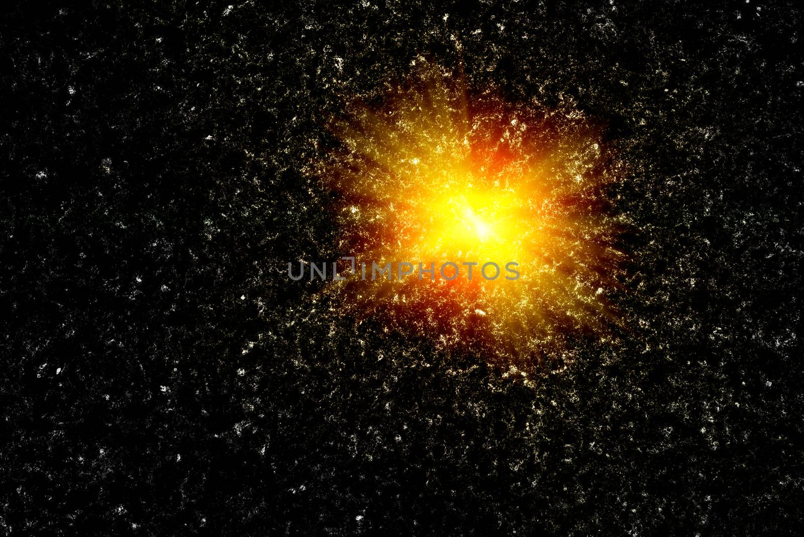 Star blast on black background. Big bang illustration