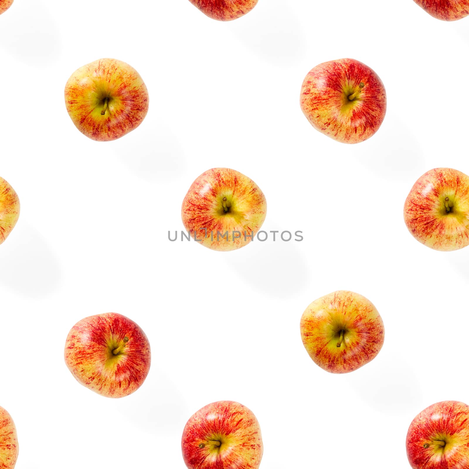 Seamless pattern with ripe apples. Apple seamless pattern on white background. Tropical fruit abstract background.