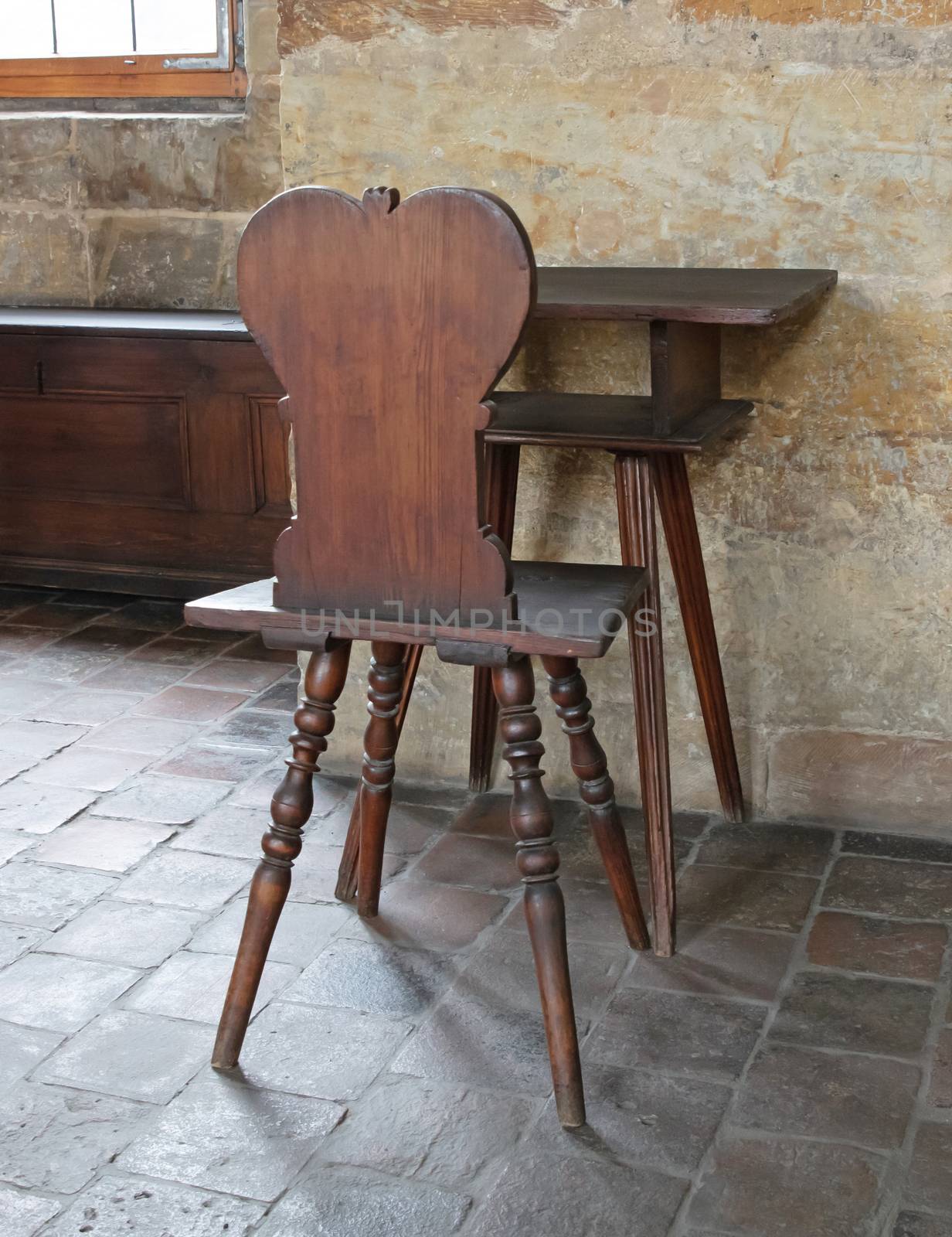 Antique desk and chair in a castle