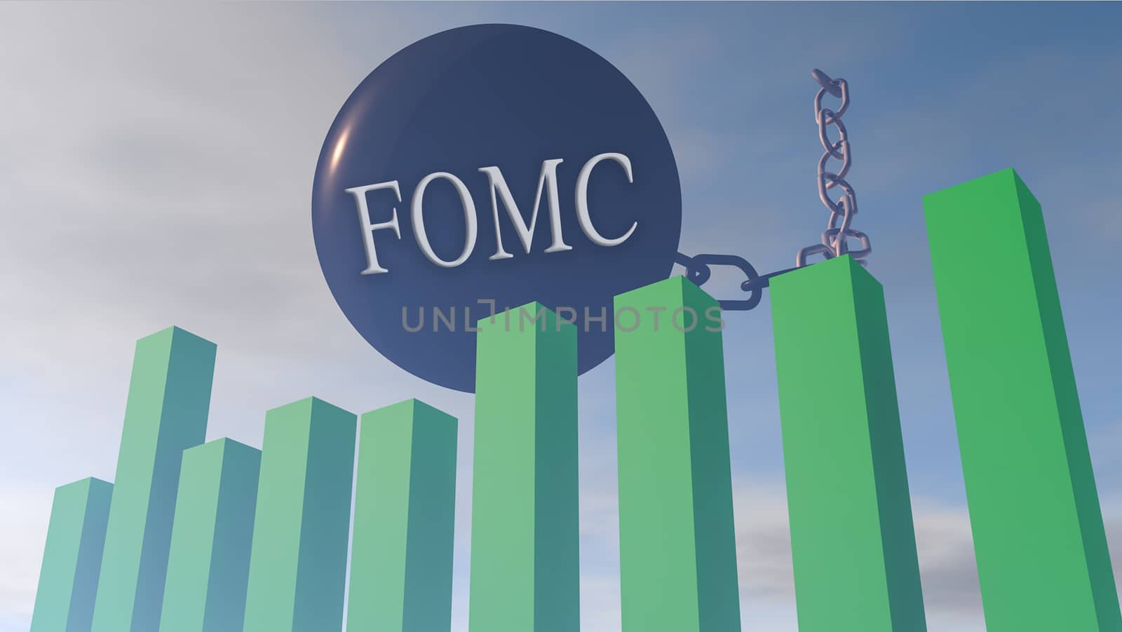 3D rendering illustration of financial stock market influenced by FOMC