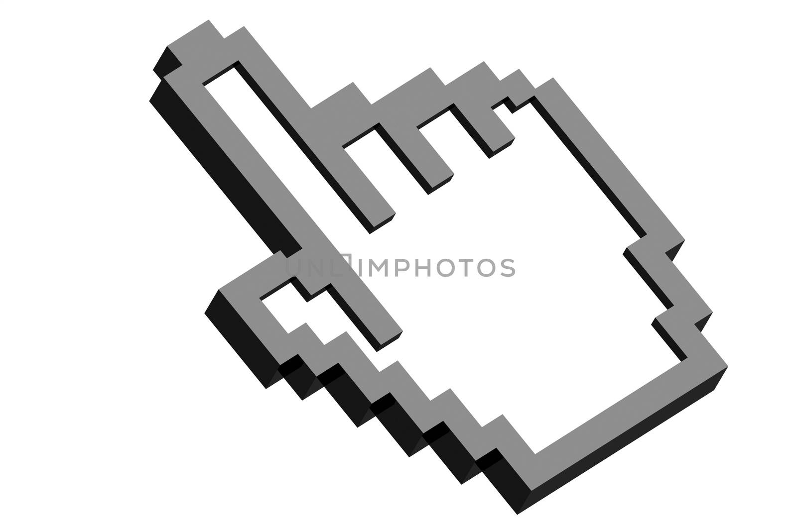 Hand cursor isolated on white background, 3D rendering